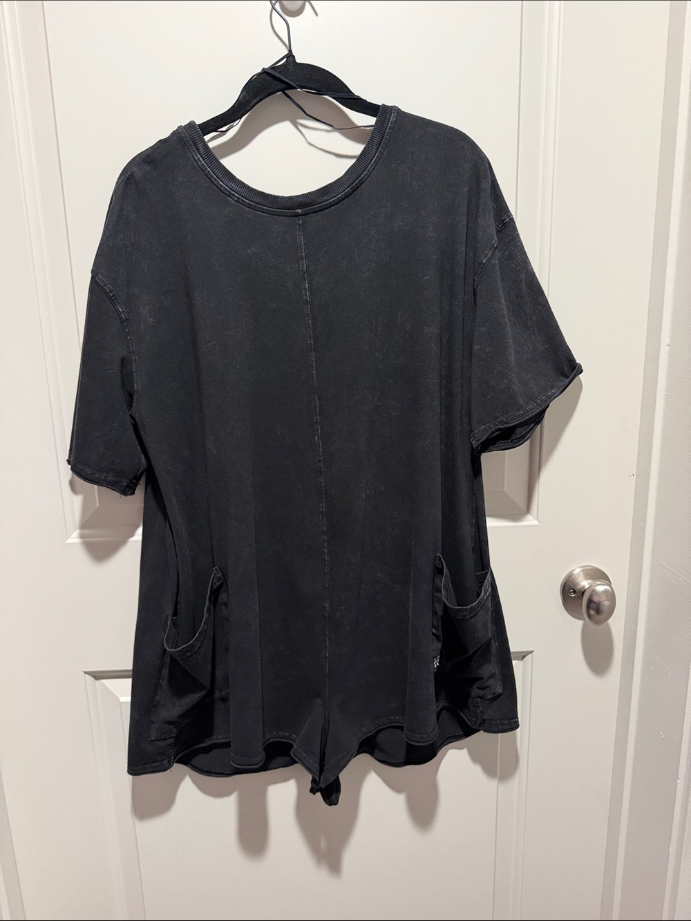 FP Movement by Free People- Hot Shot Romper Tee Washed Black with Pockets